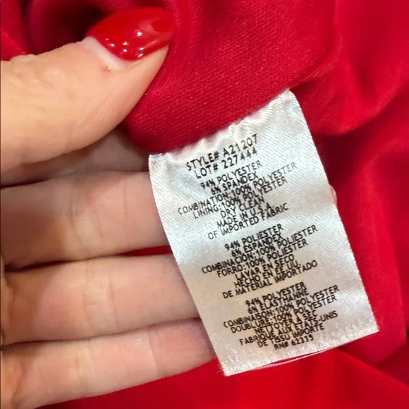 Betsy & Adam Elegant Red Cape Dress, Size 10 - Picture 9 of 9